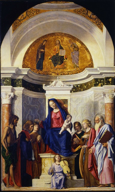Virgin and Child with Saints John the Baptist, Cosmas and Damian, Catherine and Paul van Giovanni Battista Cima da Conegliano