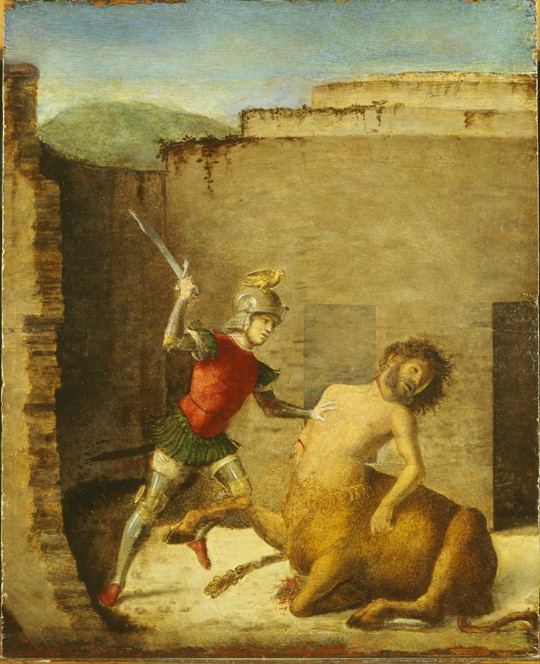 Theseus Slaying Minotaur van Giovanni Battista Cima da Conegliano