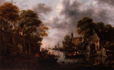 River Scene with Boats and Figures van Claes Molenaer