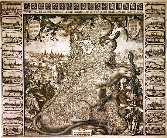 The seventeen regions of the Belgian lion, c.1583 van Claes Jansz Visscher