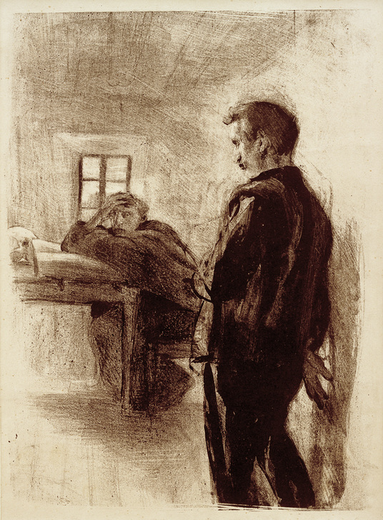 Mann und Mönch in einer Zelle van Clara Siewert