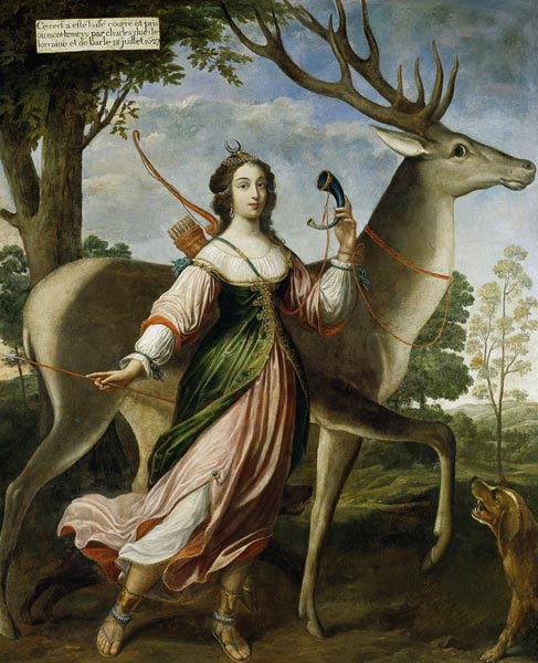 Marie de Rohan-Montbazon (1600-79) Duchess of Chevreuse as Diana the Huntress van Claude Deruet