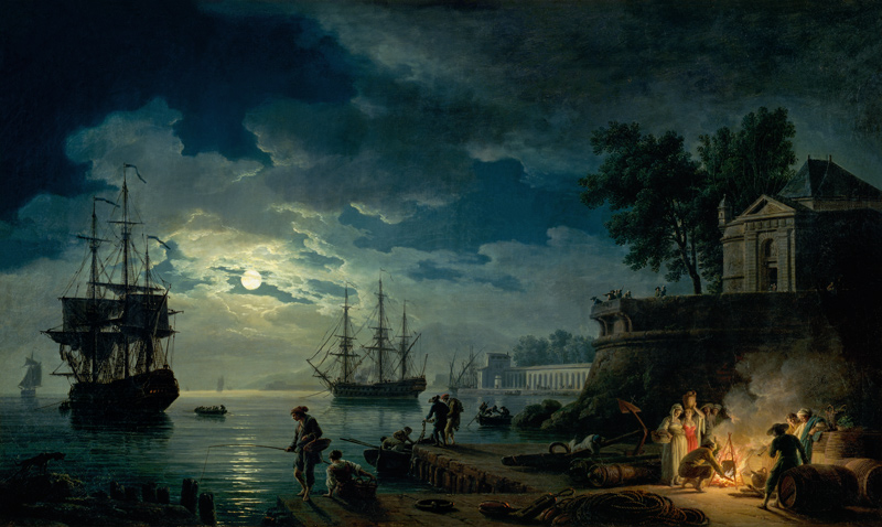 Night: A Port in the Moonlight van Claude Joseph Vernet