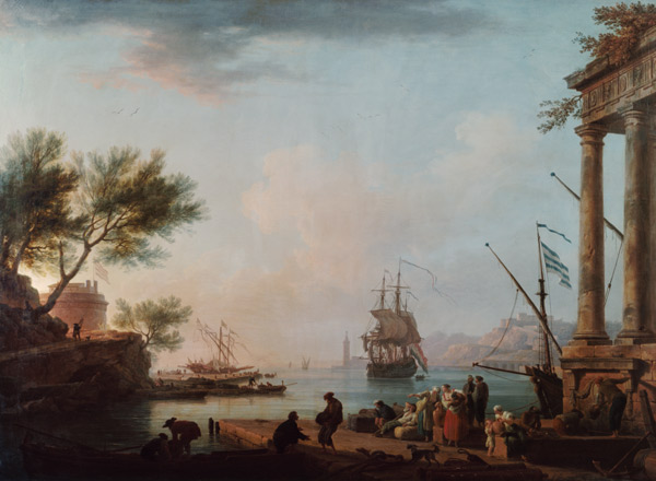 Sea Port, Sunrise van Claude Joseph Vernet