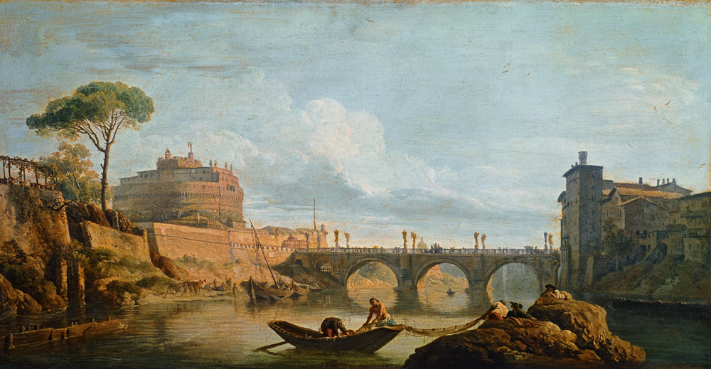 The Bridge and Castle Sant''Angelo van Claude Joseph Vernet