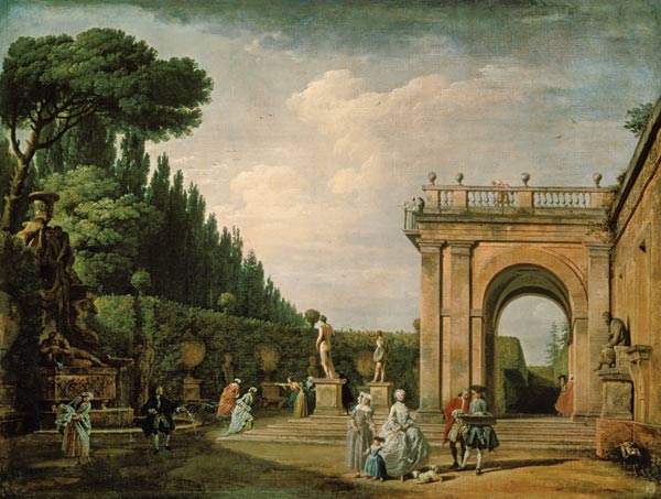 The Gardens of the Villa Ludovisi, Rome van Claude Joseph Vernet