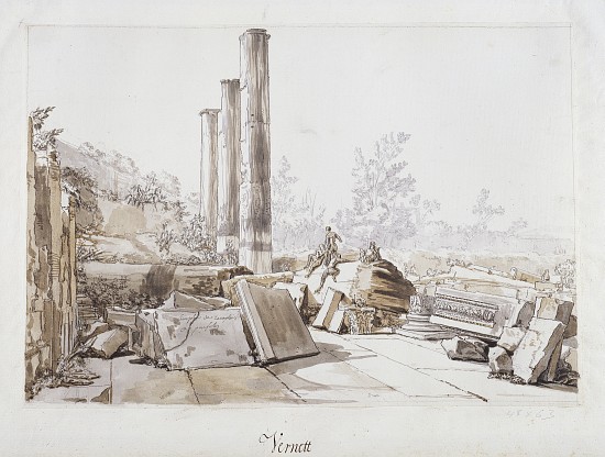 Ruins of the Temple of Serapis at Pozzuoli van Claude Joseph Vernet