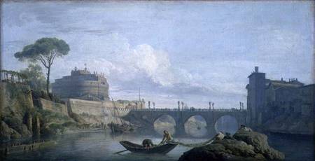 View of the Bridge and Chateau of St. Angelo, Rome van Claude Joseph Vernet
