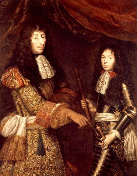 Louis II (1621-86) de Bourbon and his son Duke of Enghien van Claude Lefebvre