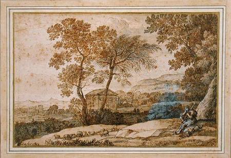 Landscape with a shepherd and his dog van Claude Lorrain