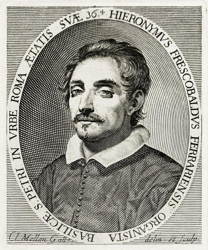 Portrait of the composer Girolamo Frescobaldi (1583-1643) van Claude Mellan