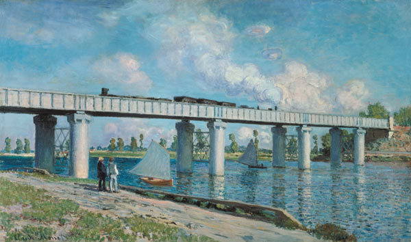 Die Eisenbahnbrücke von Argenteuil van Claude Monet