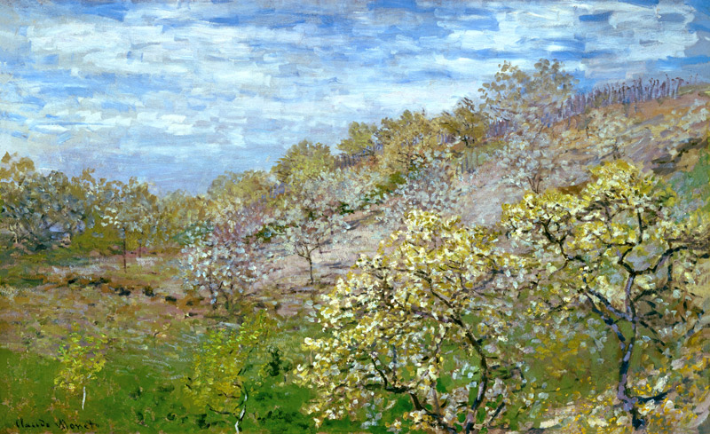 Bomen in bloei  van Claude Monet