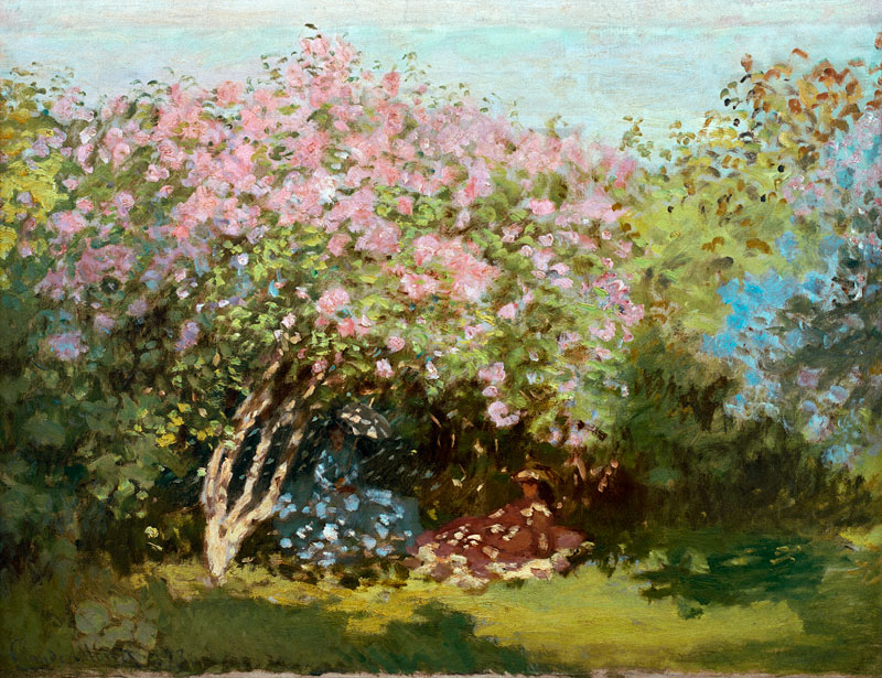 Blühender Flieder in der Sonne van Claude Monet