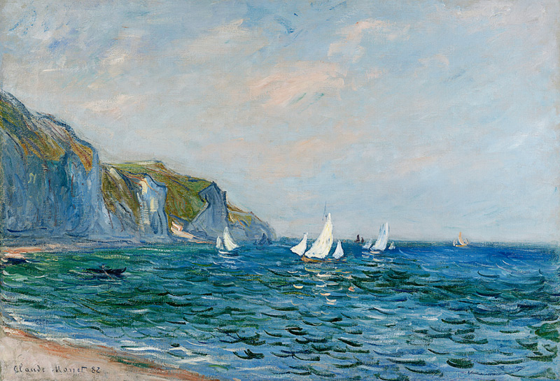 Cliffs And Sailboats At Pourville van Claude Monet