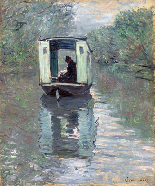 De atelierboot   van Claude Monet