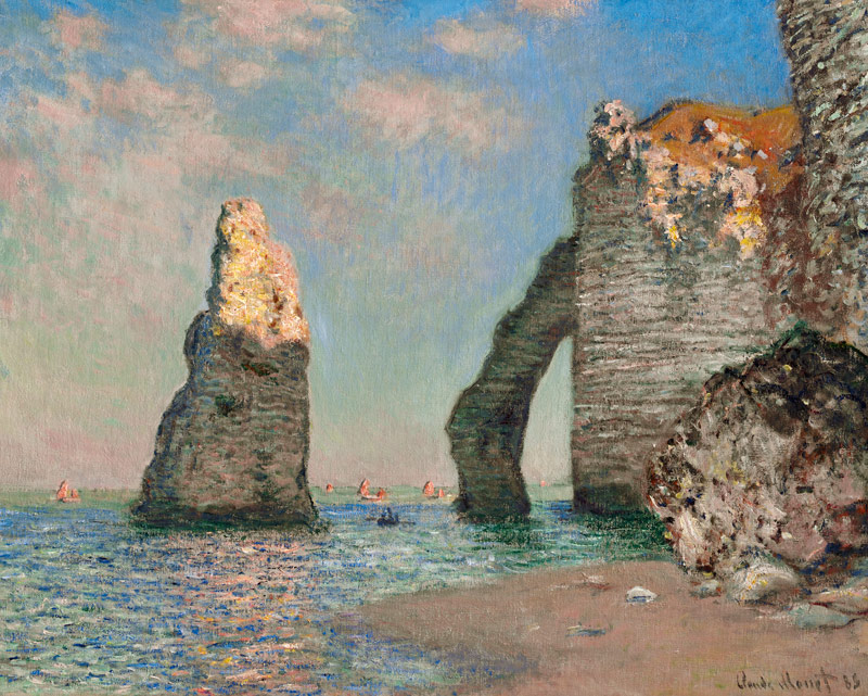 De naald en de falaise van Aval  van Claude Monet