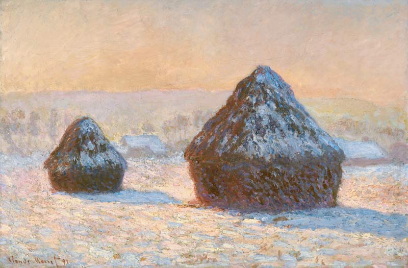 Wheatstacks, Snow Effect, Morning van Claude Monet