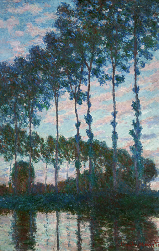Poplars on the banks of the Epte, Evening effect van Claude Monet