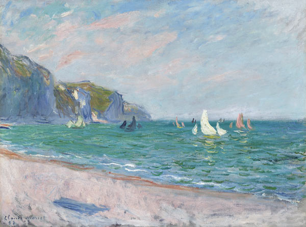 Bateaux devant les falaises de Pourville van Claude Monet