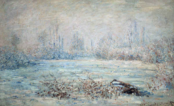 Rauhreiflandschaft bei Vétheuil van Claude Monet
