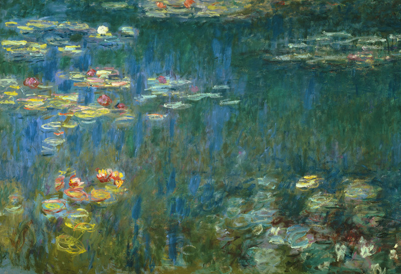 water lilies linkerdeel van Claude Monet