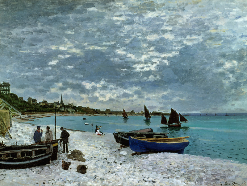 The Beach at Sainte-Adresse van Claude Monet