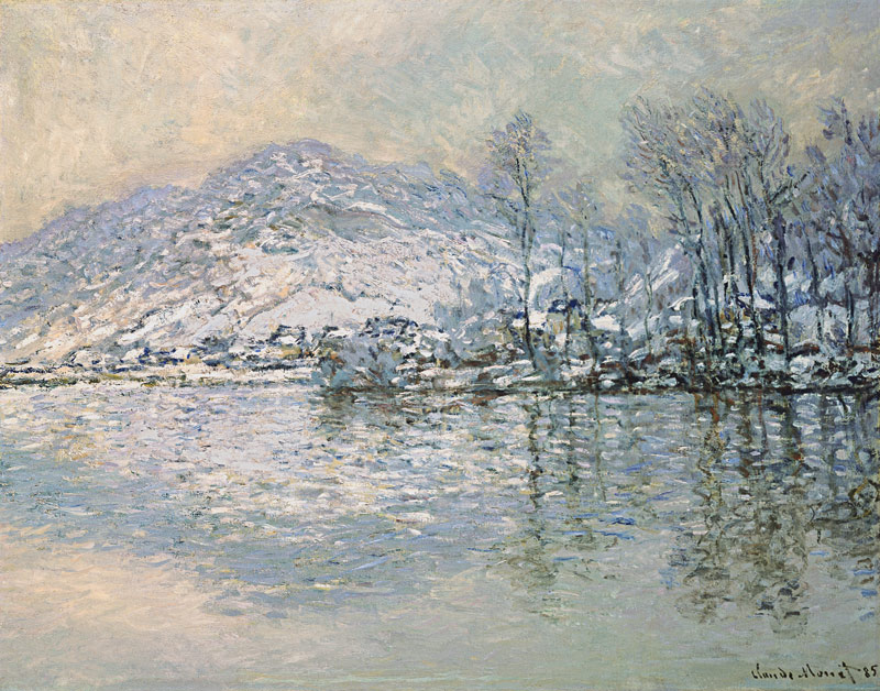 The Seine at Port Villez in Winter van Claude Monet