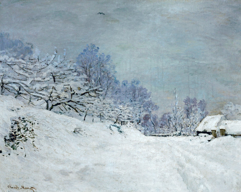 Umgebung von Honfleur bei Schnee van Claude Monet