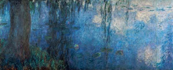 Waterlilies: Morning with Weeping Willows, detail of the left section van Claude Monet