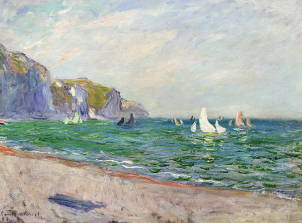Boats below the Cliffs at Pourville van Claude Monet