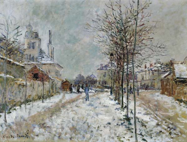 Der Boulevard de Pontoise in Argenteuil bei Schnee van Claude Monet