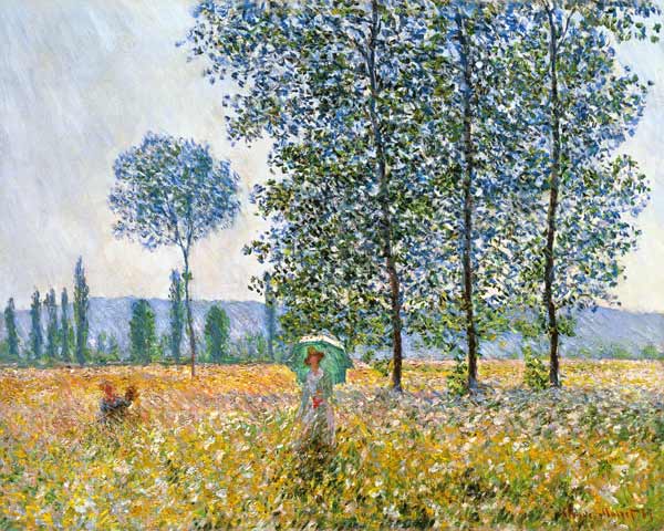 Velden in de lente van Claude Monet