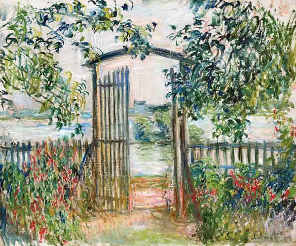 Het tuinhek in Vetheuil (La Porte du jardin à Vetheuil) van Claude Monet