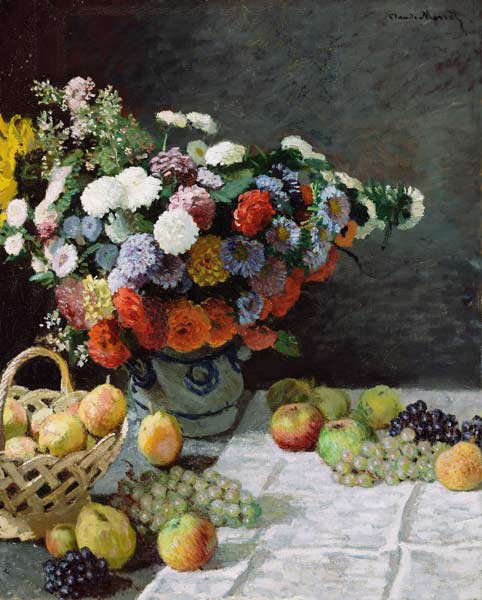 Still Life with Flowers and Fruit van Claude Monet