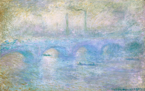 London, Waterloo-Brücke im Nebel van Claude Monet