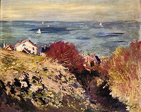 Meeresküste mit Häusern van Claude Monet