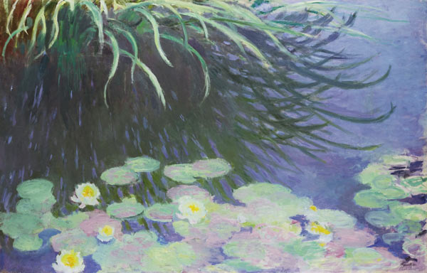 Water Lilies with Reflections of Tall Grass van Claude Monet