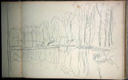 Poplar trees on the river Epte van Claude Monet