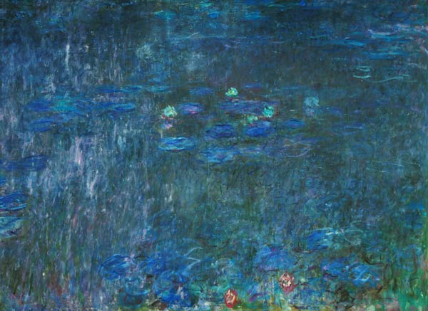 Waterlilies: Reflections of Trees, detail from the right hand side van Claude Monet