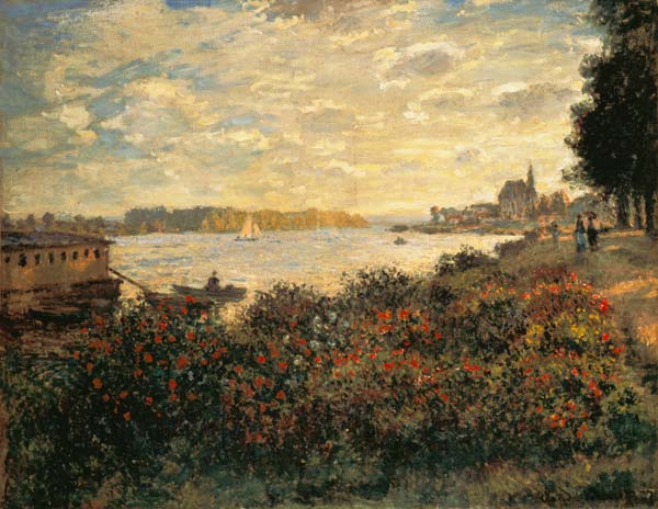 Rote Blumen am Ufer der Seine bei Argenteuil van Claude Monet