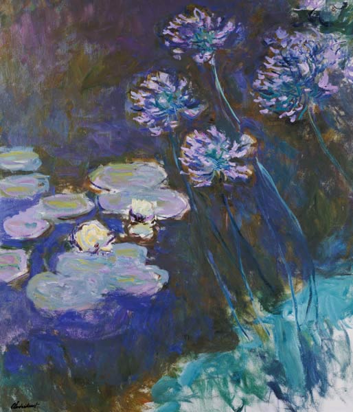 Waterlelies en Agapanthussen van Claude Monet