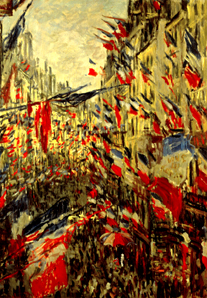 Strasse im Flaggenschmuck van Claude Monet