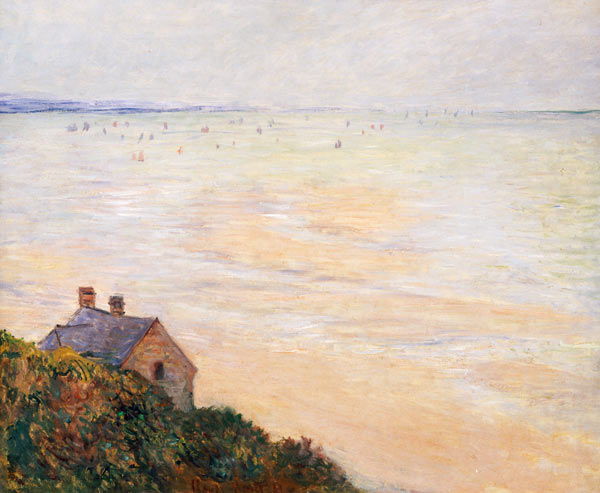 The Hut at Trouville, Low Tide van Claude Monet