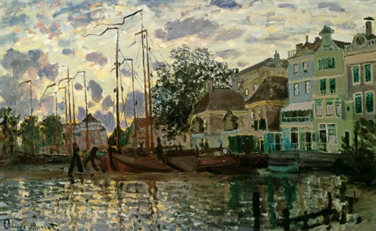The Dam at Zaandam, Evening van Claude Monet