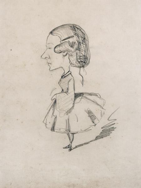 Young girl in profile with a sharp nose, c.1858 (pencil on paper)