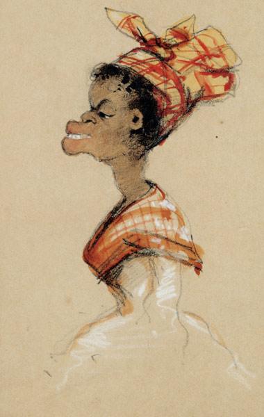 Farbige Frau mit Madras (Karikatur)