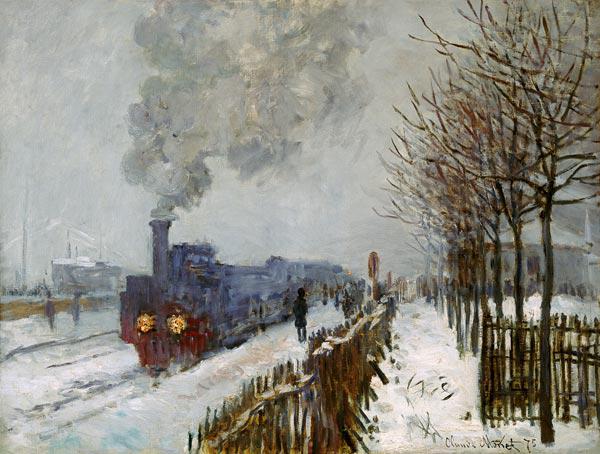 Trein in de sneeuw, de locomotief