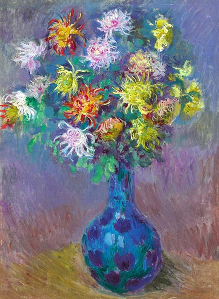 Vase mit Chrysanthemen van Claude Monet