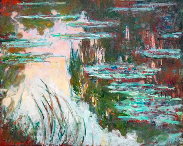 Water-Lilies, Setting Sun van Claude Monet